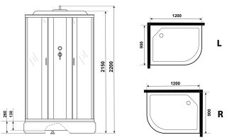 Душевая кабина Niagara NG-33294-14LG с гидромассажем 120x90см серебро/матовое